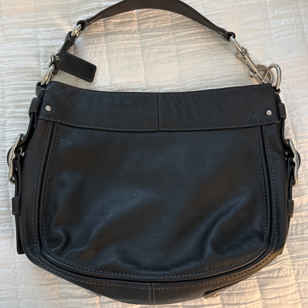 Black leather Coach Zoe Shoulder bag - Picture 2 of 5